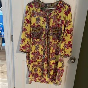 Valerie Stevens-Yellow Paisley Print Dress